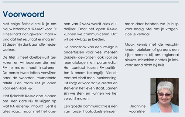 raam voorwoord